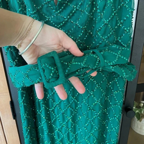Show Me Your Mumu emerald mini sequin dress belt cocktail eras sparkly twilight - Picture 3 of 9